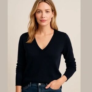 J. Crew 100% Cashmere Black V-Neck Sweater XS
